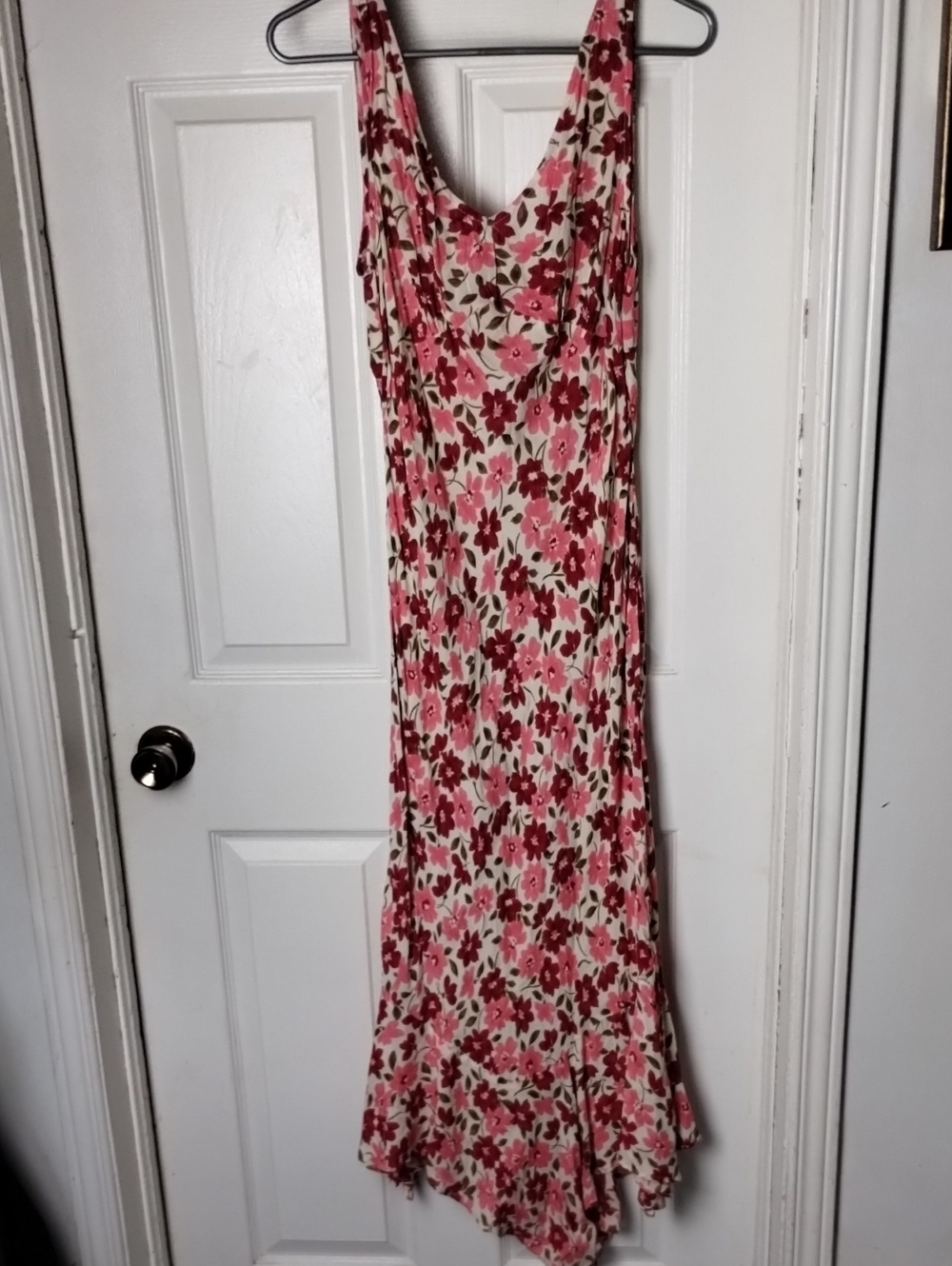 Y2K Floral Slip Maxi Dress Pink Whimsigoth Burgundy Size 10 Cottagecore